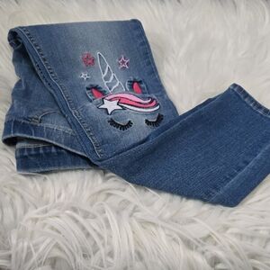 H&M Blue Unicorn Embroidered Girls Jeans- Size 7-8Y